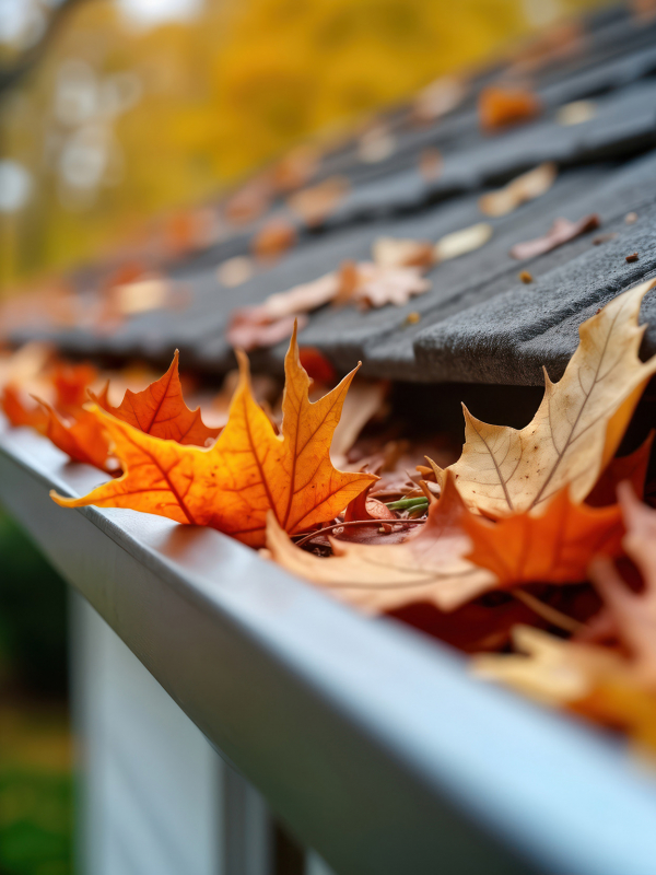 Laub in Dachrinne